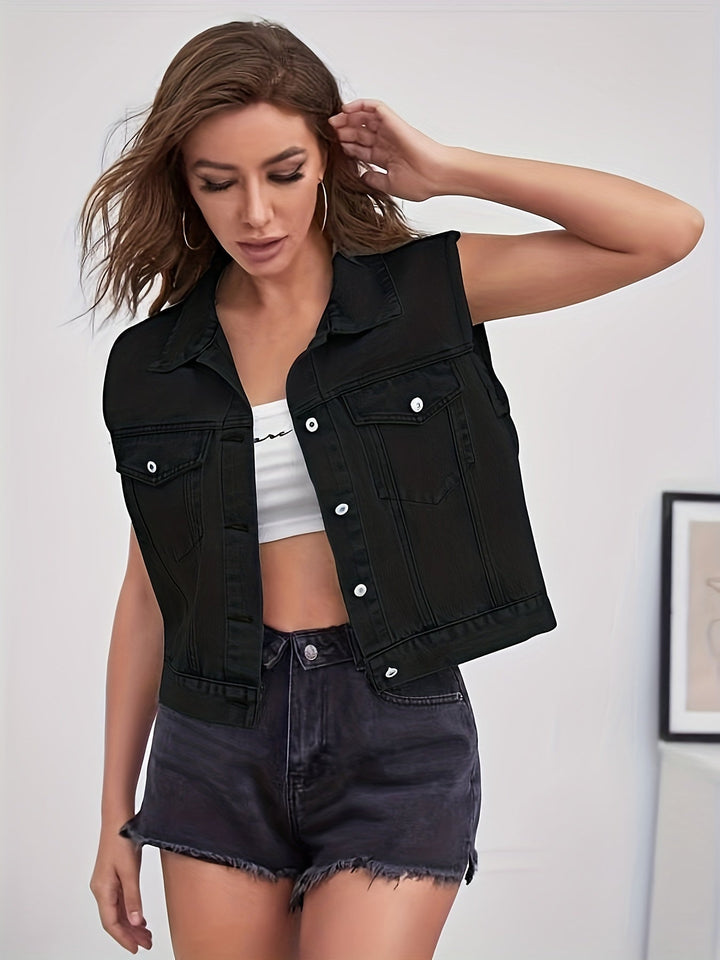 Madeleine | Damen Zeitlose Ärmellose Jeansweste