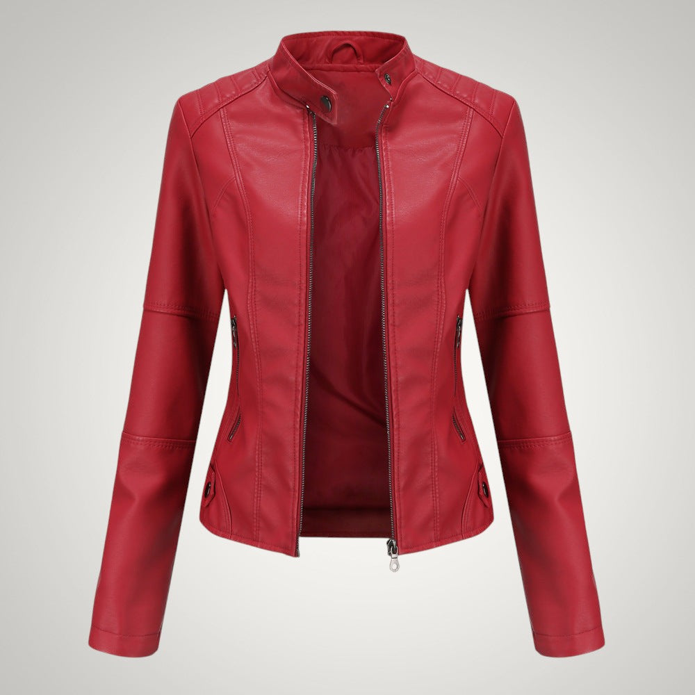 Rachel | Damen Stylische Stehkragen Bikerjacke