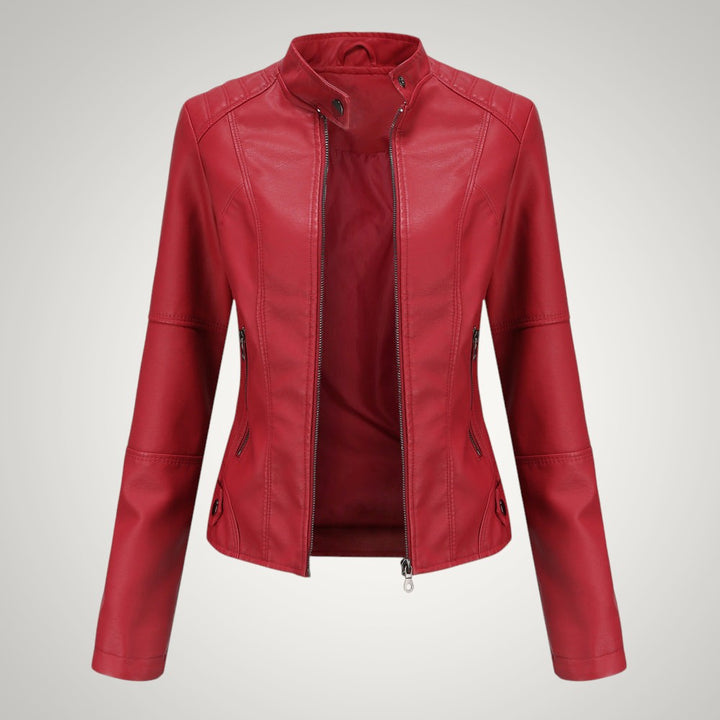 Rachel | Damen Stylische Stehkragen Bikerjacke
