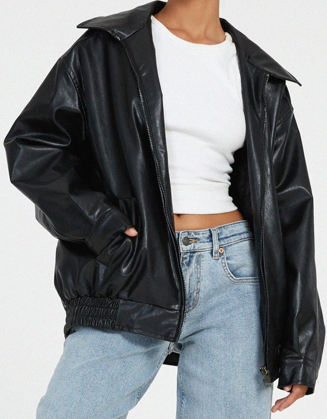 Vera | Damen Vintage Leder Oversized Jacke