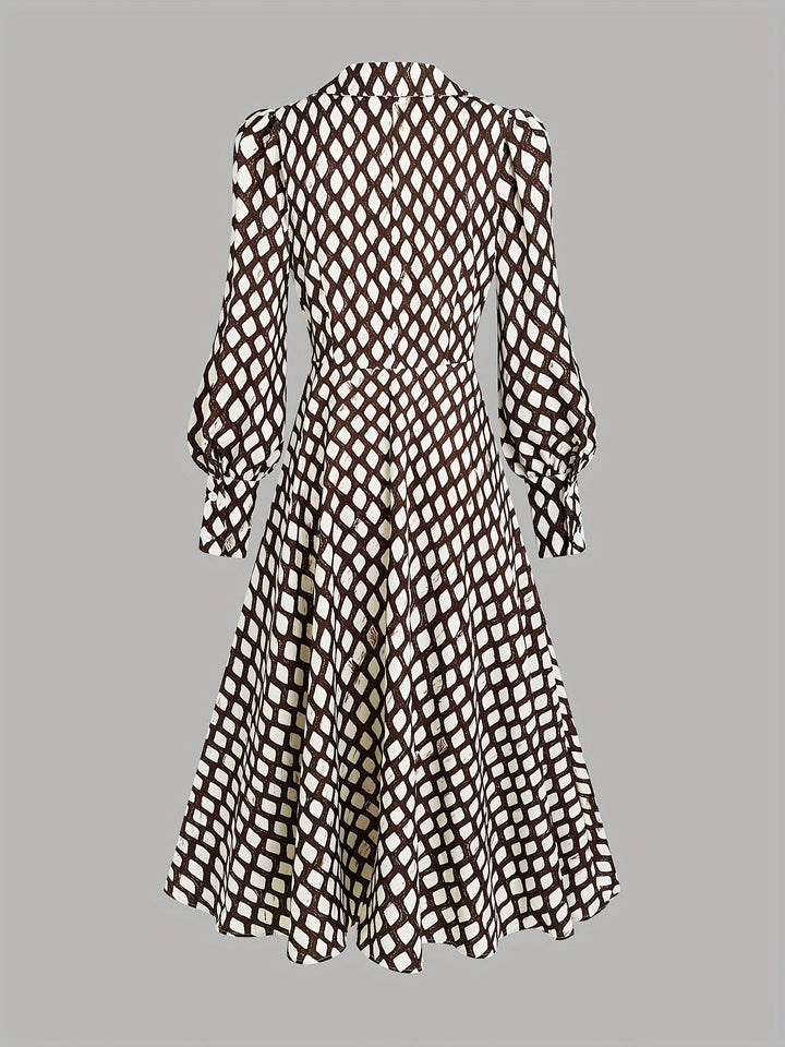 Gina | Damen Vintage V-Ausschnitt Puffärmeln Kleid