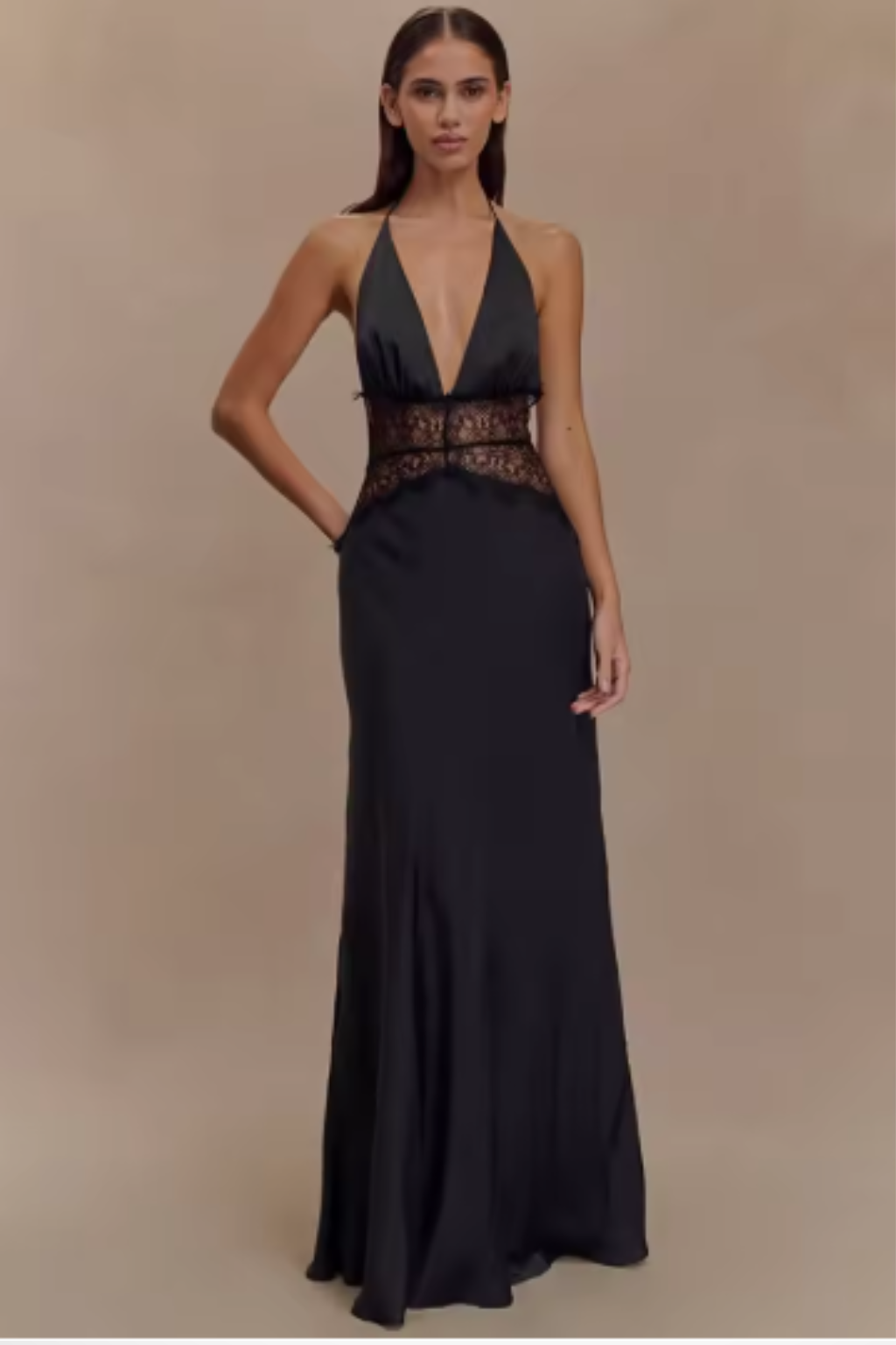 Aline | Damen Elegantes Hochzeitsgast Neckholder Maxi Kleid