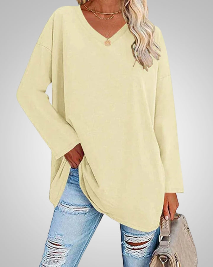 Stella | Damen Casual lockerer Passform V-Ausschnitt Top
