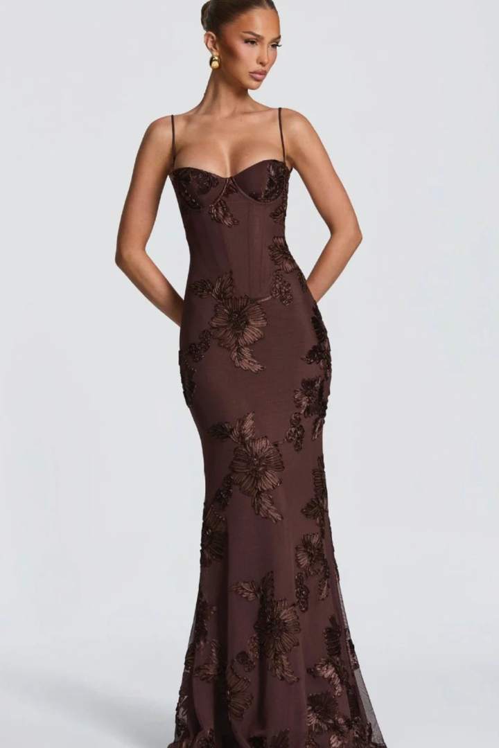Fabienne | Maxi dress ricamato da donna per invitate a nozze