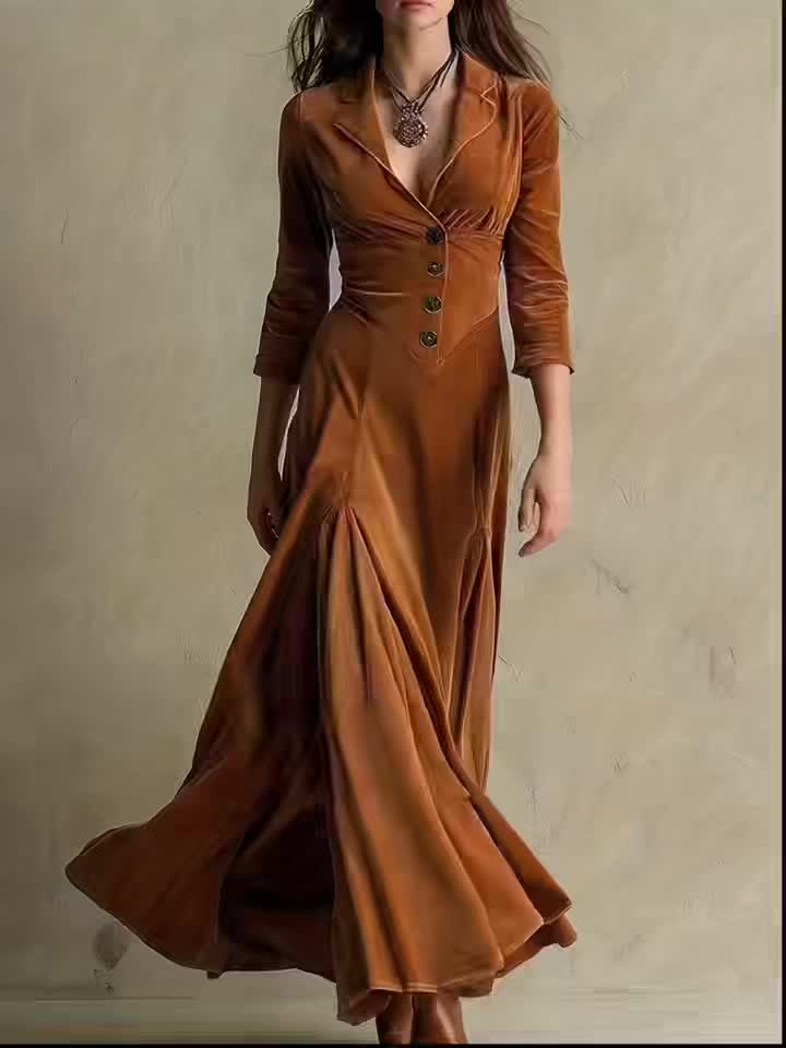 Nadine | Abito maxi da donna dal taglio sartoriale e senza tempo