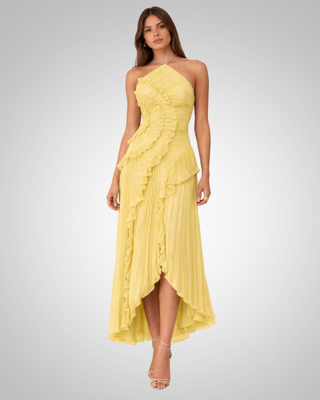 Quinn | Élégante robe longue dos nu à col licou pour invitée de mariage
