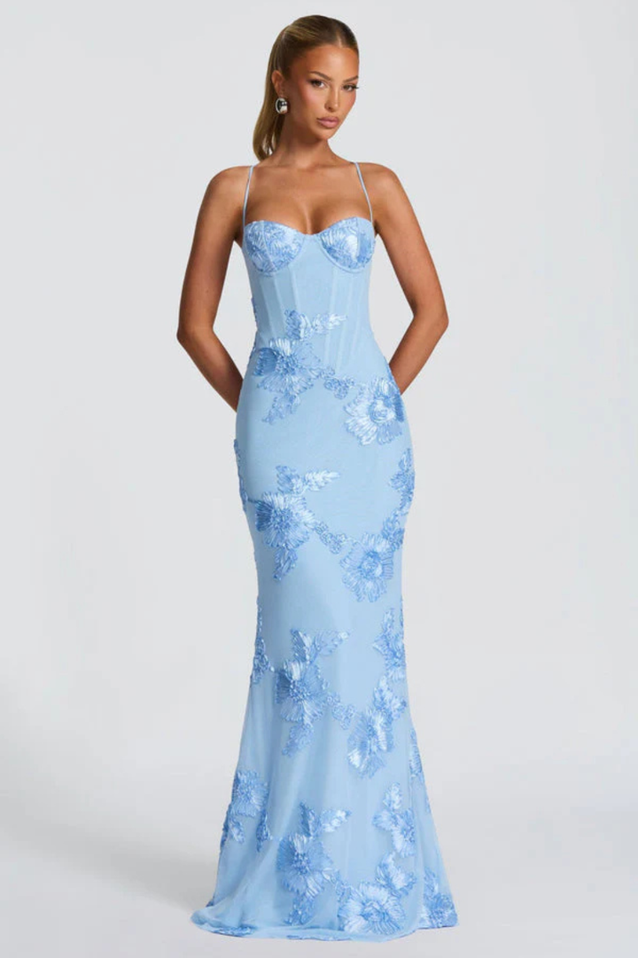 Fabienne | Maxi dress ricamato da donna per invitate a nozze