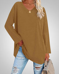 Stella | Damen Casual lockerer Passform V-Ausschnitt Top