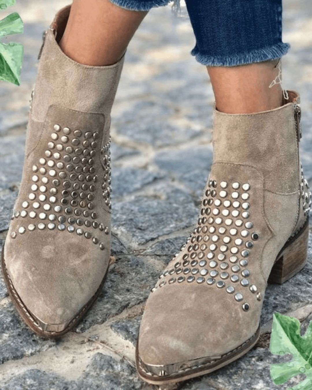 Livia | Polka-Dot Ankle Boots with Mid Heels for Women
