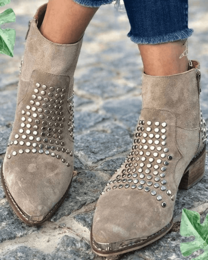 Livia | Polka-Dot Ankle Boots with Mid Heels for Women
