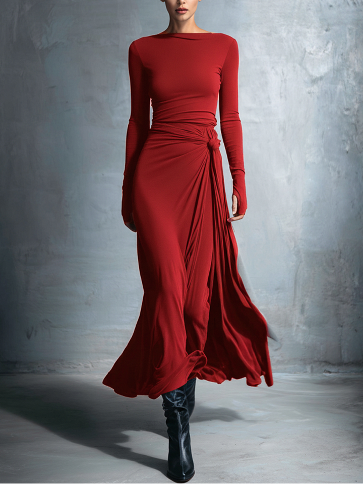 Laura | Abito lungo elegante da donna a maniche lunghe drappeggiato