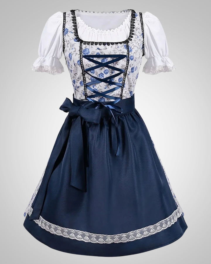 Larissa | Damen Traditionelles Blumiges Schnürung Dirndl