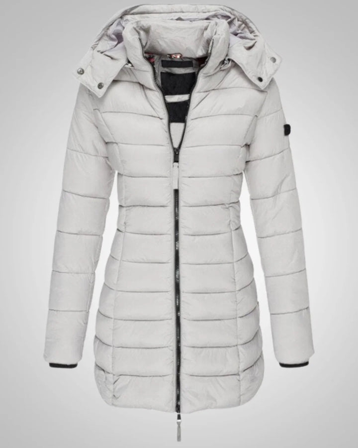 Yvonne | Damen Elegante Winter Daunenjacke mit Kapuze