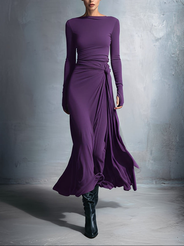 Laura | Abito lungo elegante da donna a maniche lunghe drappeggiato