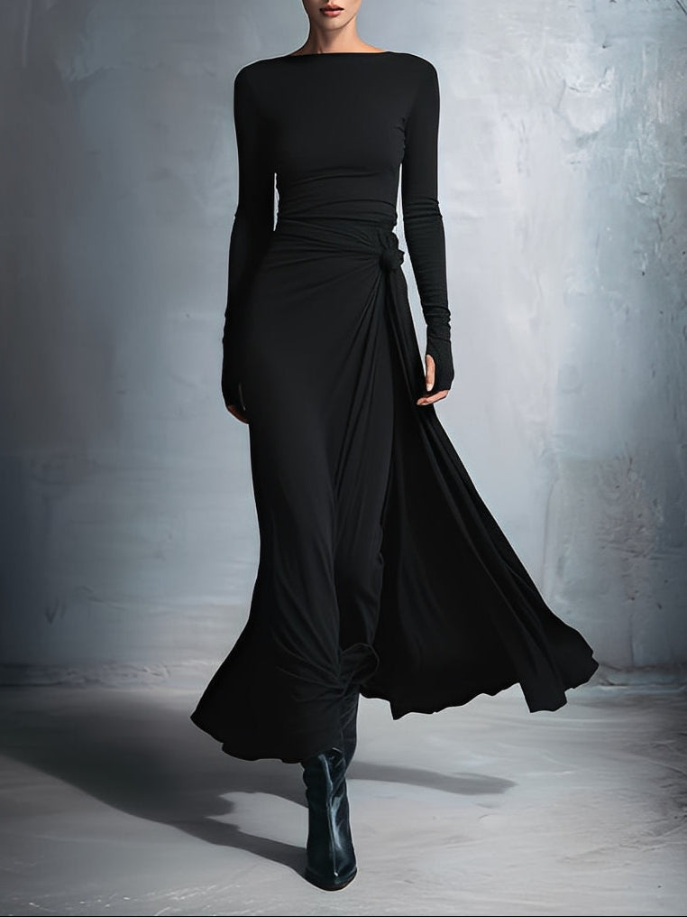 Laura | Abito lungo elegante da donna a maniche lunghe drappeggiato