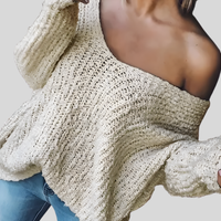 Clara | Damen Lässig Schulterfrei Strickpullover