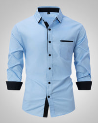 Cyril| Chemise classique à manches longues pour hommes avec poche poitrine  
