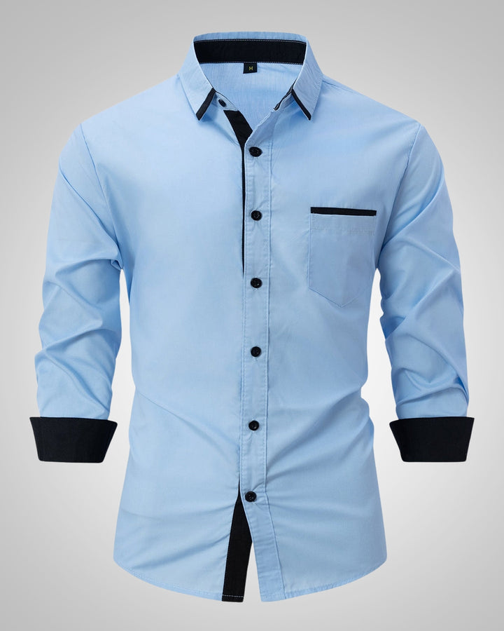Cyril| Chemise classique à manches longues pour hommes avec poche poitrine  