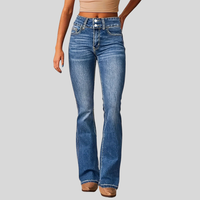 Luana | Jean flare élégant taille haute délavé