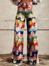 Susane | Jean baggy rétro à fleurs pour femmes