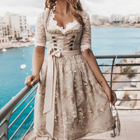 Leah | Damen Besticktes Festliches Dirndl mit Schnuerung