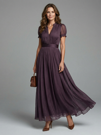 Lucia | Damen Elegantes V-Ausschnitt Maxikleid