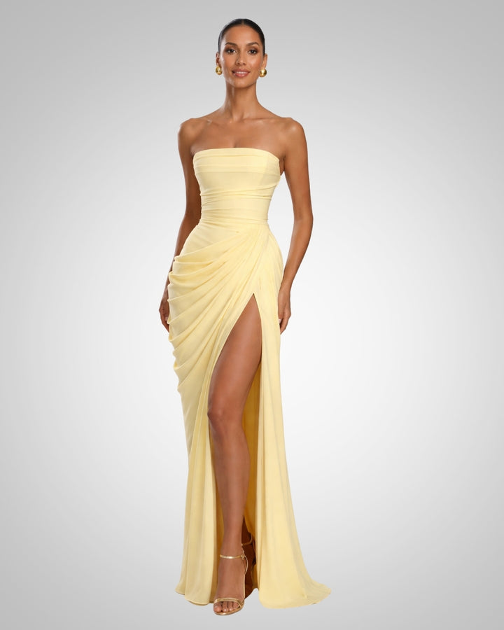 Ruby | Elegant Strapless Maxi Dress for Women, Wedding Guest