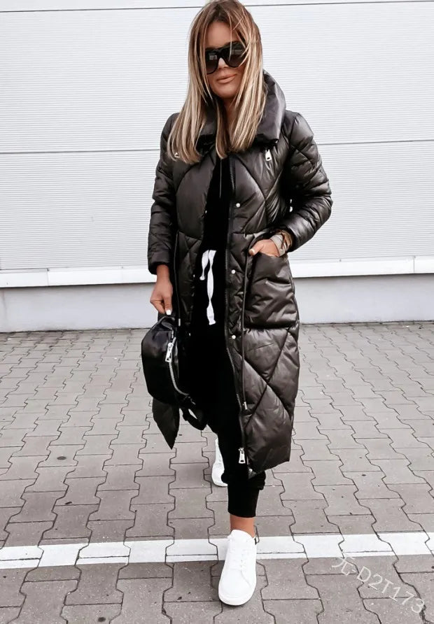 Ida | Damen Gesteppte Rippbündchen Winter Parkajacke