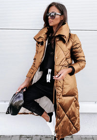 Ida | Damen Gesteppte Rippbündchen Winter Parkajacke