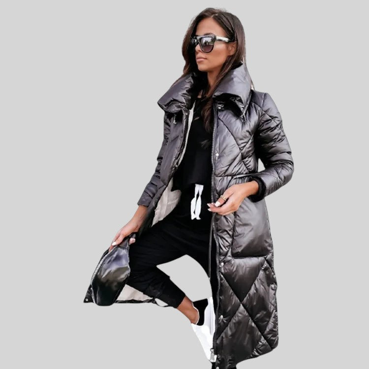 Ida | Damen Gesteppte Rippbündchen Winter Parkajacke