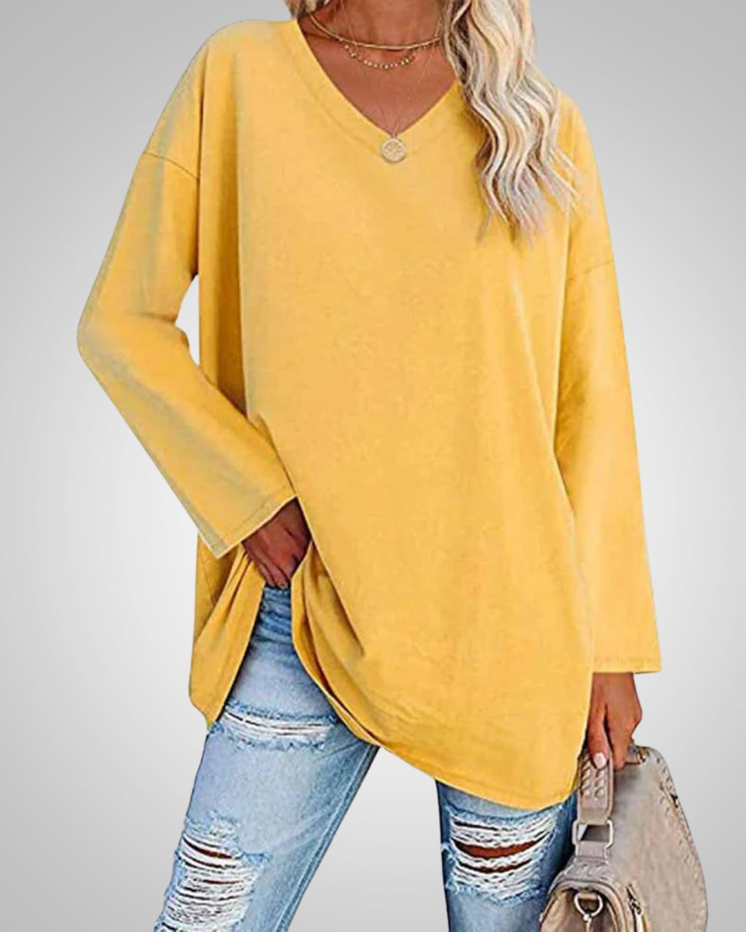 Stella | Damen Casual lockerer Passform V-Ausschnitt Top