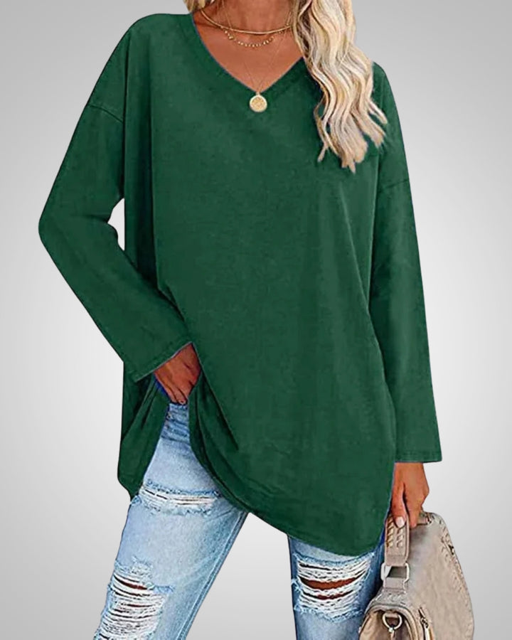 Stella | Damen Casual lockerer Passform V-Ausschnitt Top