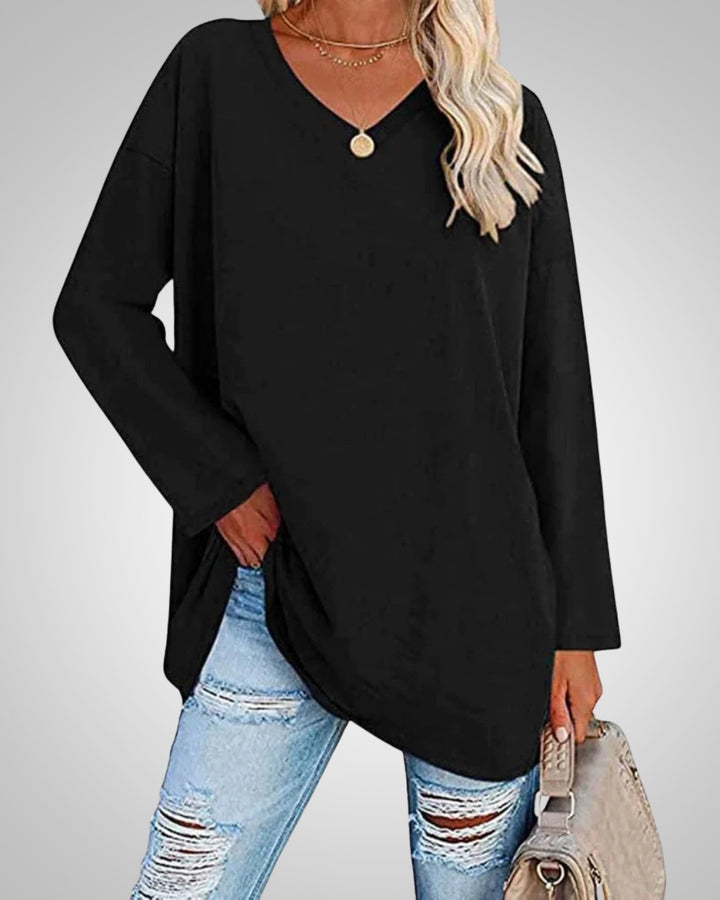 Stella | Damen Casual lockerer Passform V-Ausschnitt Top