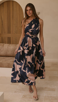 Kim | Damen Elegantes One-Shoulder A-Linie Kleid