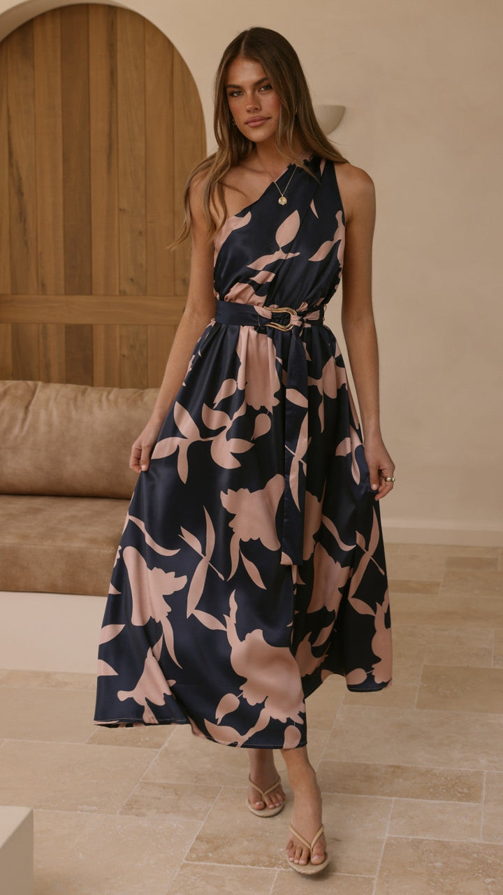 Kim | Damen Elegantes One-Shoulder A-Linie Kleid