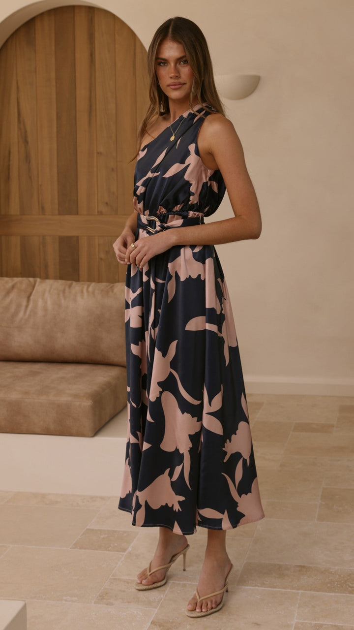 Kim | Damen Elegantes One-Shoulder A-Linie Kleid