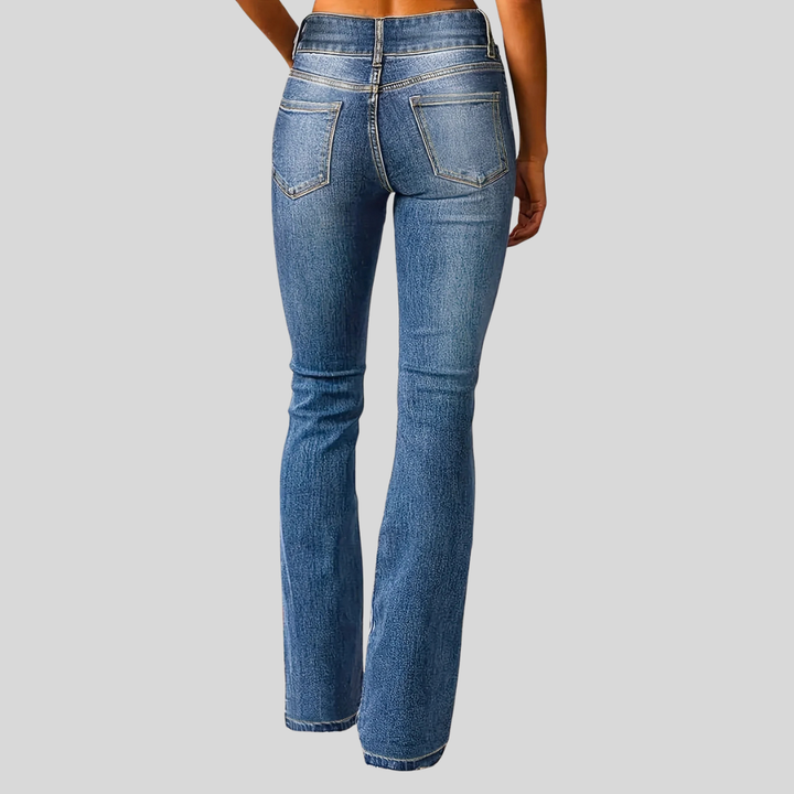 Luana | Jean flare élégant taille haute délavé