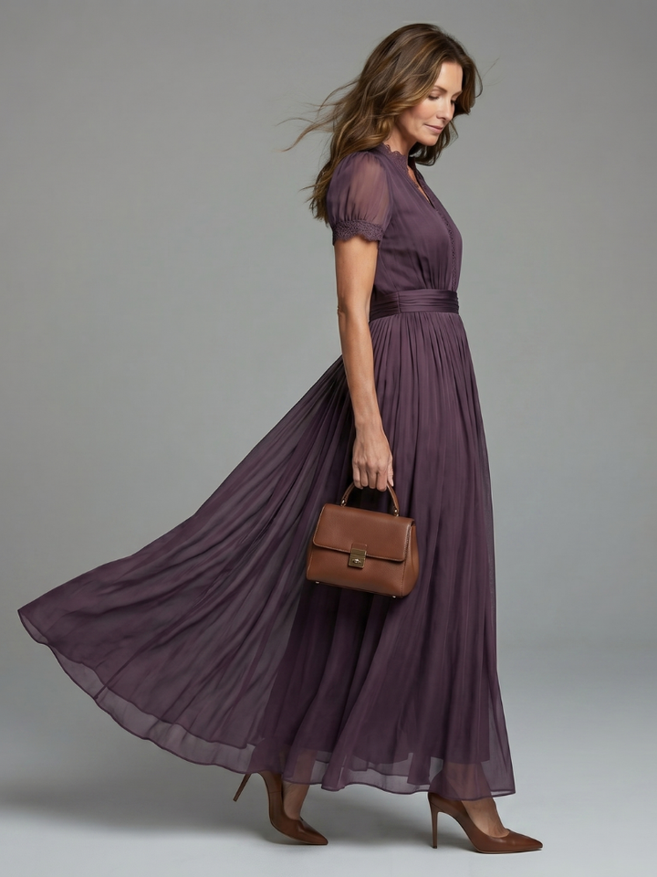 Lucia | Damen Elegantes V-Ausschnitt Maxikleid