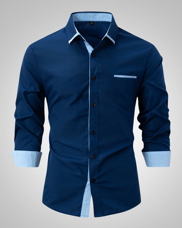Cyril| Chemise classique à manches longues pour hommes avec poche poitrine  