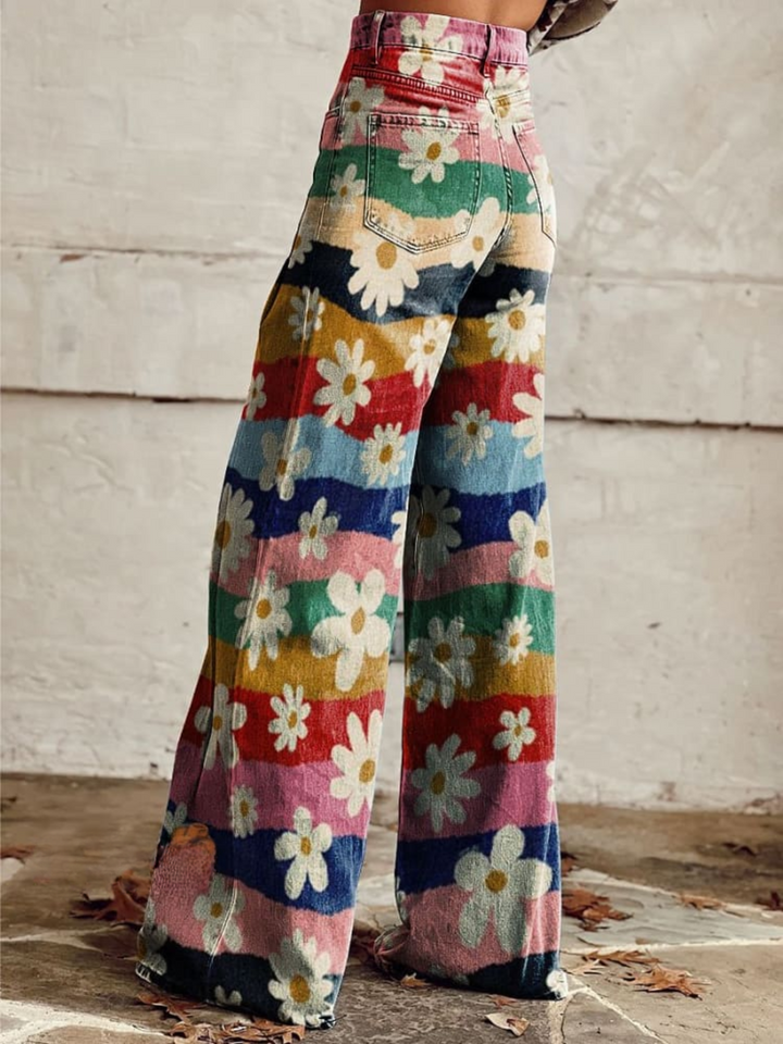 Susane | Jean baggy rétro à fleurs pour femmes