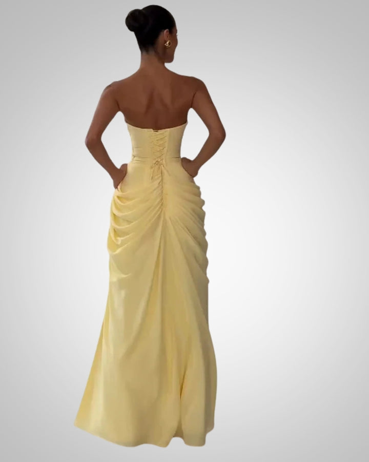 Ruby | Elegant Strapless Maxi Dress for Women, Wedding Guest
