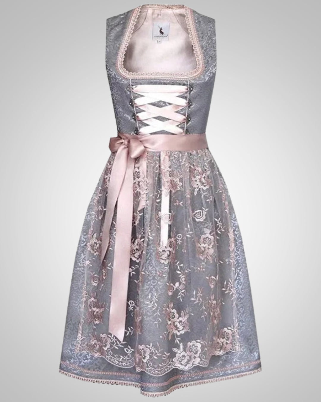 Rita | Damen Traditionelles Ärmelloses Dirndlkleid mit Spitzenrock