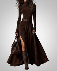 Ruth | Robe maxi décontractée à manches longues et col haut pour femme  