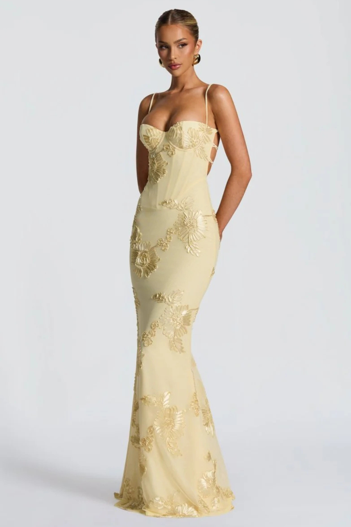 Fabienne | Maxi dress ricamato da donna per invitate a nozze