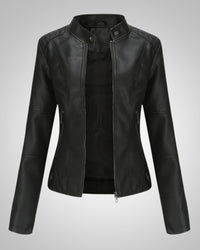 Lydia | Damen Vintage Kragen Biker Lederjacke Mit Reissverschluss