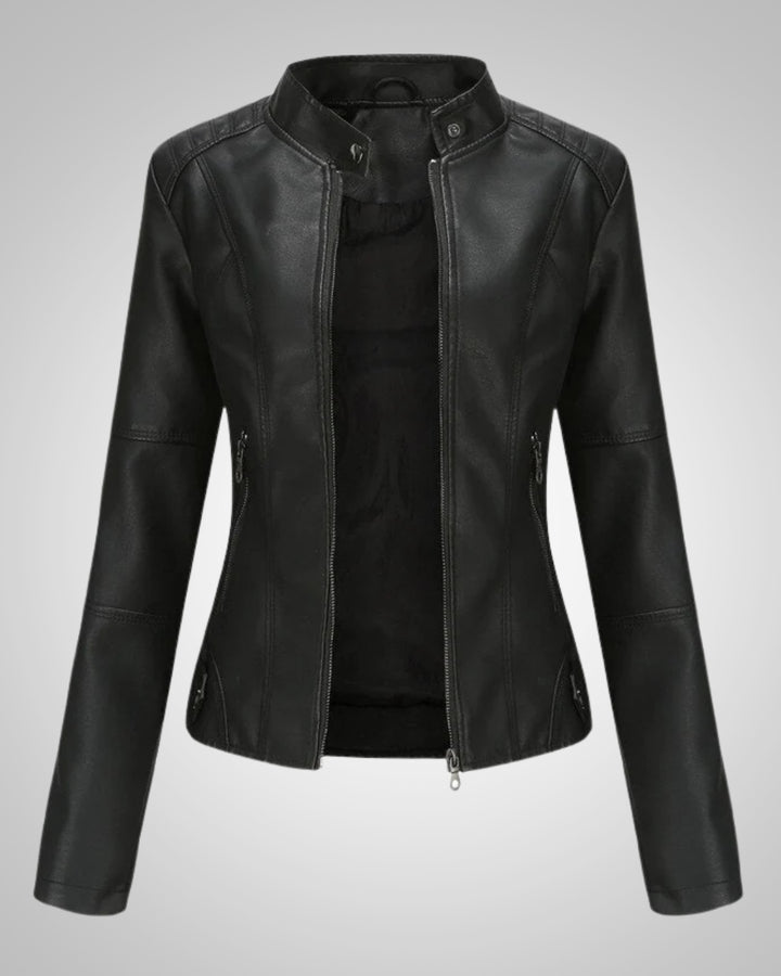 Rachel | Damen Stylische Stehkragen Bikerjacke
