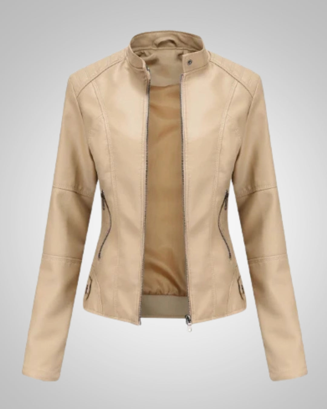 Rachel | Damen Stylische Stehkragen Bikerjacke