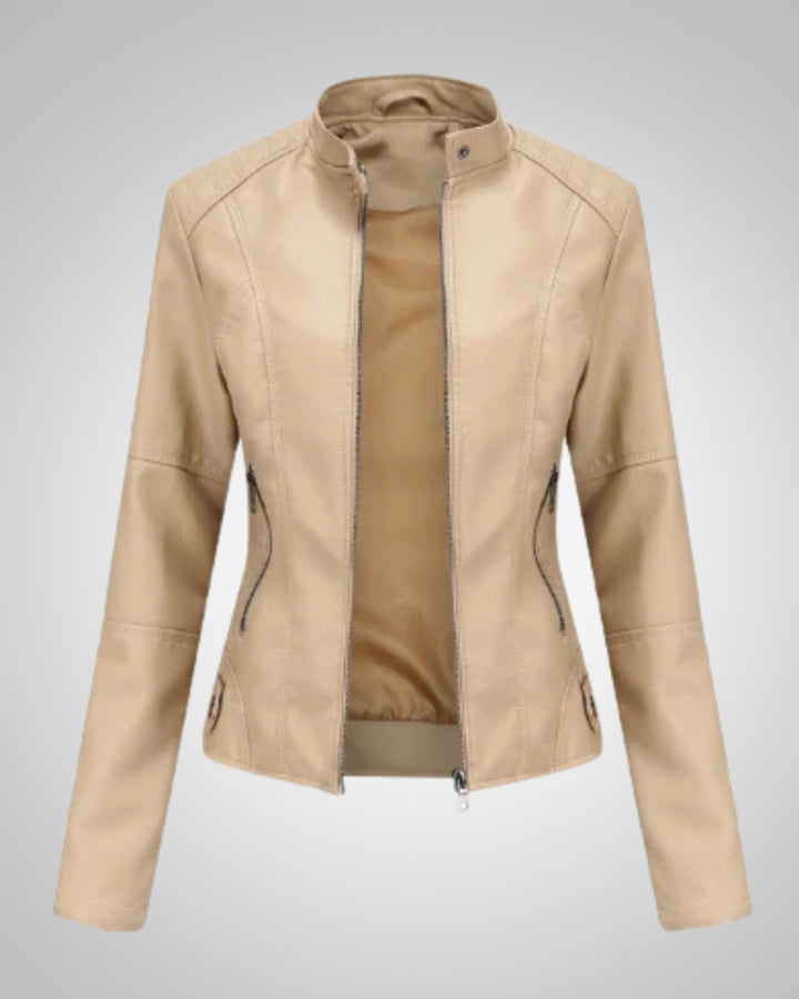 Rachel | Damen Stylische Stehkragen Bikerjacke