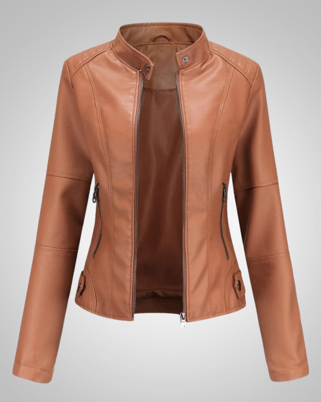 Rachel | Damen Stylische Stehkragen Bikerjacke