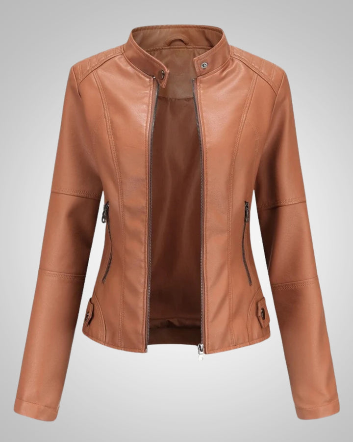 Rachel | Damen Stylische Stehkragen Bikerjacke